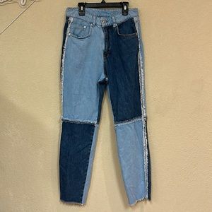 The Ragged Priest Cougar Mom Jean patchwork Wash Straight Leg Size 30